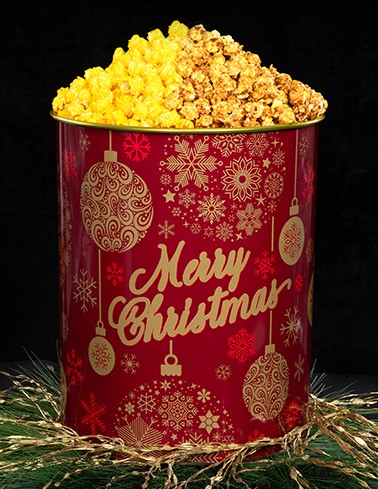 Merry Christmas popcorn tin